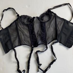 Victoria Secret black sexy corset with lace garters size 34 Valentine Day